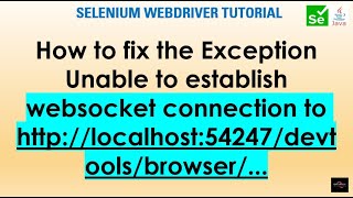 How to resolve Unable to establish web socket connection exception in Selenium WebDriver with Chrome [upl. by Yemrej749]