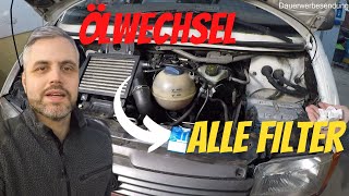 VW T4 25 TDI  🔧 Motoröl und alle Filter wechseln II Change engine oil and all filters 🔧 [upl. by Enajaras]