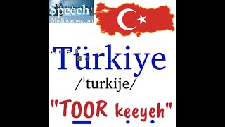 How to Pronounce Turkiye Turkey in Turkish [upl. by Anirtal]