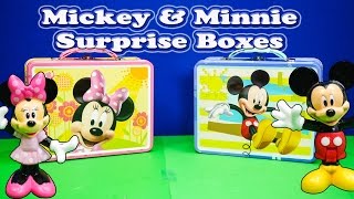 Assistant Opens Mickey and Minnie Surprise Lunch Boxes and Toys [upl. by Sregor82]