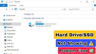 Hard DriveSSD not Showing in Computer  Only C Drive showing in computer D Drive and other missing [upl. by Aliban]