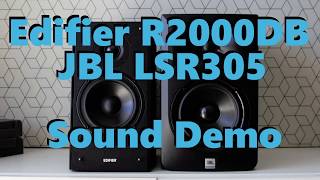 Edifier R2000DB vs JBL LSR305  Sound Demo w Bass Test [upl. by Eedeed]