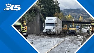 Landslide closes northbound I5 in Bellingham [upl. by Imuya]