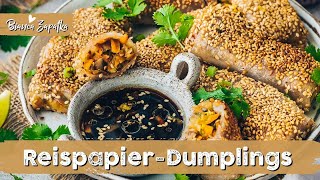 Knusprige Reispapier Dumplings mit Gemüsefüllung  wie Gyoza aber viel einfacher gemacht ♡ Vegan ♡ [upl. by Eelrak]