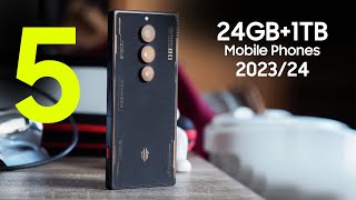 TOP 5 BEST 24GB RAM  1TB Smartphones 202324 — Highest Memory Mobile Phones 202324 [upl. by Oirevlis]