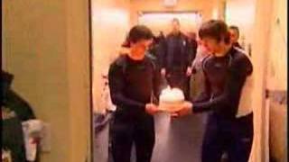 Sidney Crosby and Alex Ovechkin give Shanahan a Bday Cake [upl. by Tai]