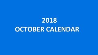 2018 October Calendar Printable Templates Holidays Excel PDF [upl. by Ulises]