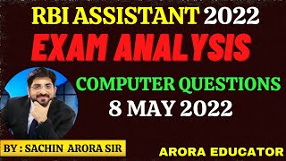 RBI ASSISTANT MAINS Exam Analysis  8 May 2022  RBI Assistant Computer Asked Questions [upl. by Sauer934]