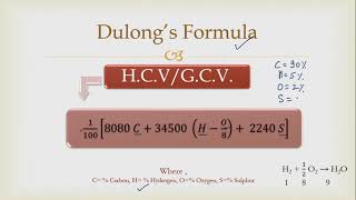 Fuel and Dulongs formula for calorific value [upl. by Perrin]