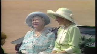 1990 Princess Diana listens to God Save the Queen in barouche at Trooping the Colour [upl. by Savitt]