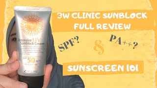 3W Clinic Intensive UV Sunblock Review  Sunscreen 101 [upl. by Enegue54]