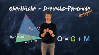 Oberfläche dreieckige Pyramide berechnen  einfach erklärt [upl. by Auehsoj]