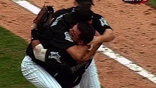 2003 NLDS Gm4 Conine Rodriguez combine to get final out at the plate Marlins advance to NLCS [upl. by Retsim926]