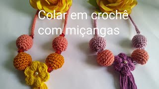 Como fazer um colar de crochê com miçangas ☘️☘️☘️❤️❤️❤️❤️❤️ [upl. by Stultz]