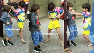 LOL Shah Rukh Khans Son AbRam Khan Teases Sohail Khans Son Outside His School [upl. by Strep]