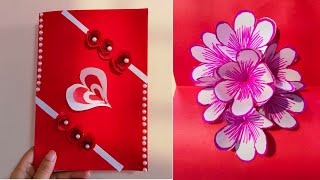 diy Pop up Card tutorial  3D paper flower easy greeting card making [upl. by Olsson]