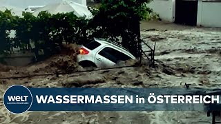 ÖSTERREICH Alarmbereitschaft Salzach steigt in Hallein über Ufer  Wassermassen im Salzburger Land [upl. by Meletius]