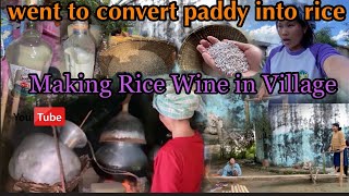 Making Local Rice Wine  Went to Convert Paddy into Rice [upl. by Rora]