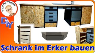 Schrank im Erker an vorhandene Werkbank bauen  Projekt Werkstattvergrößerung Teil 3 IngosTipps [upl. by Tabbie813]