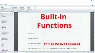 PTC Mathcad  Functions  Part II  Built in Functions [upl. by Turnheim]