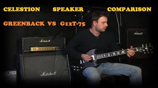 Speaker comparison Celestion Greenback vs G12T75 with both Gibson amp Fender [upl. by Retha28]