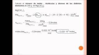 Calculo de Número de Moles Moleculas y Atomos [upl. by Samp]