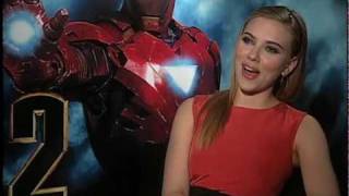 Scarlett Johansson looks hot talking about Iron Man 2 and superhero tight suits with Brad Blanks [upl. by Killy]