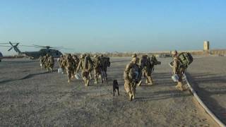 Echo 28 Marines File Out to Helo with Water and Equipment 2 July 2009 [upl. by Nairolf844]