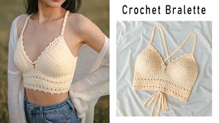 Easy Crochet Bralette Tutorial  Crochet Crop Top  Chenda DIY [upl. by Ahsercel]