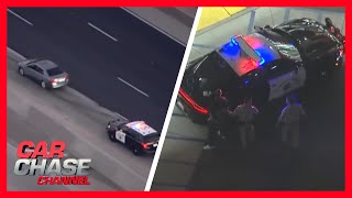 Full Car Chase Suspect with hostage leads authorities on 3 hour LA car pursuit  Car Chase Channel [upl. by Edmead]