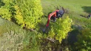 Loftness VMLogix Excavator Mulching Head on Kubota raw footage 160902 2 [upl. by Sevein]