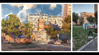 20240724 1st Khvostov Lane Watercolor plein air painting [upl. by Naj378]