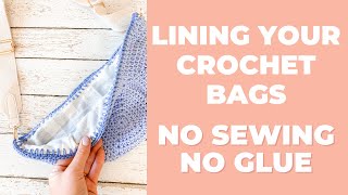 shorts LINE Your Crochet Bag by Hand Sew  Simple Way How to put lining in a Crochet Bag [upl. by Bailey530]