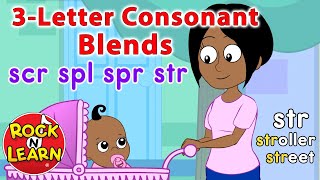 ThreeLetter Consonant Blends  scr spl spr str  Rock ’N Learn [upl. by Bradney]