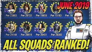 ALL BEST SQUADS RANKED  JUNE 2019  All The Very Best Teams in Galaxy of Heroes [upl. by Nosyd]