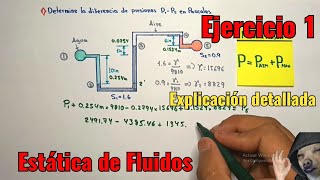 Manometría ejercicio 1  Estática de fluidos Explicación detallada [upl. by Blau]