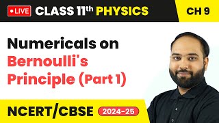 Numericals on Bernoullis Principle Part 1  Class 11 Physics Chapter 9  live [upl. by Pepe]