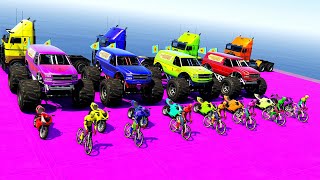 GTA5 SPIDERMAN 2 FIVE NIGHTS AT FREDDYS DISNEY CARS  MONSTER CARS EPIC STUNTS [upl. by Rehtaeh929]