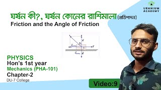 Friction and the Angle of Friction  ঘর্ষণ কোণের রাশিমালা  Mechanics amp Properties of Matter [upl. by Willner]