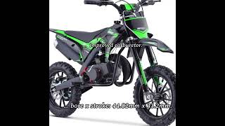 MotoTec Thunder 50cc 2Stroke Kids Gas Dirt Bike Green [upl. by Lairbag558]