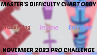 MDCO Masters Difficulty Chart Obby  November 2023 Pro Challenge [upl. by Tilda208]