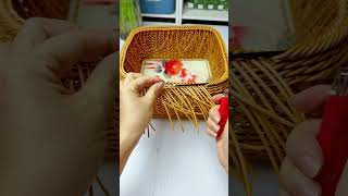 How to weave rattan basket with handle diy rattan crochet handmadetoran handmade handweaving [upl. by Notsgnal]