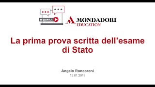 Webinar  La prima prova nel nuovo esame di Stato [upl. by Kristin]