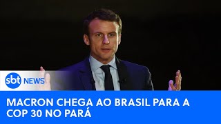 Emmanuel Macron desembarca no Brasil para participar da COP 30  SBTNewsnaTV 260324 [upl. by Hercule157]