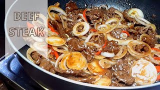 Filipino Beef Steak Recipe┃Easy amp Yummy Bistek [upl. by Lavotsirc]