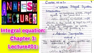 Integral equationChapter 3 Volterra integralequation IntroductionAdomian Decomposition method [upl. by Lindly]