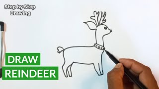 How to draw reindeer  Draw a reindeer very easy step by step [upl. by Dyrrej297]