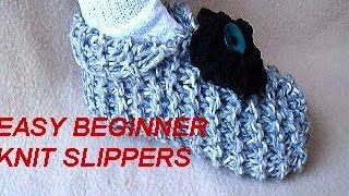 HOW TO KNIT SLIPPERS BEGINNER LEVEL easy unisex slippers to knit [upl. by Nilyarg874]