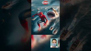 Spidermans adventure chased by sharks‼️Marvel vs Dc marvel spiderman avengers ironman thor [upl. by Alroy]