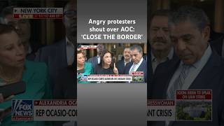 AOC tries to explain immigration plan as protesters demand border be closed shorts [upl. by Ynatsed100]